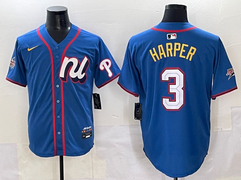 Men 2025 Philadelphia Phillies #3 Harper Blue All star Nike MLB Jersey style 01->philadelphia phillies->MLB Jersey